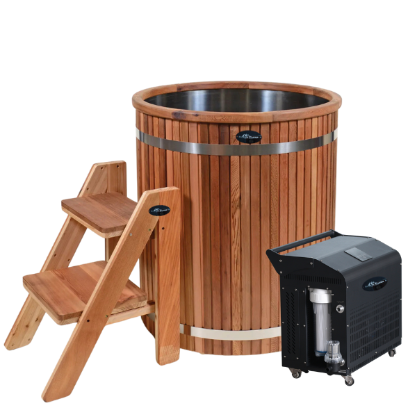 Red Cedar Barrel Cold Plunge +  EPX DuelFloww™ 1HP WIFI  Cooling Motor